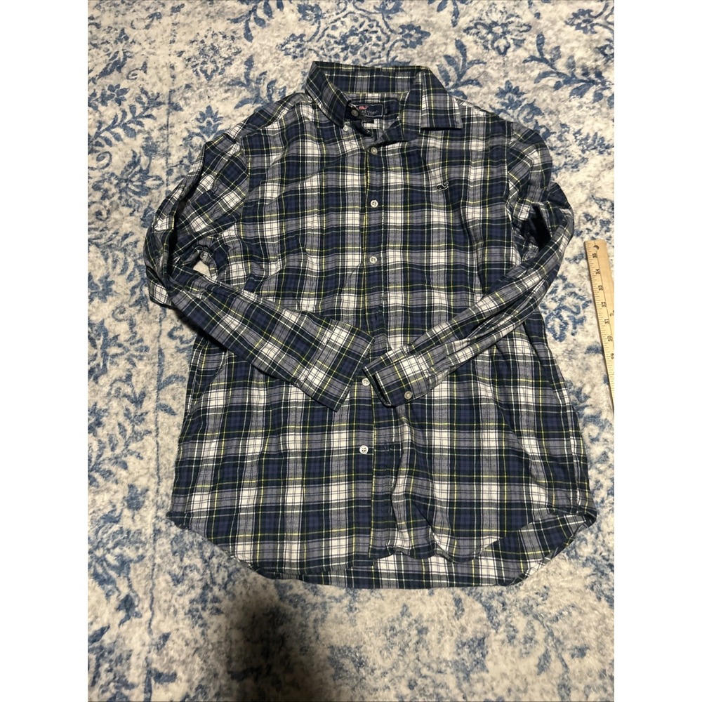 Vineyard Vines Mens Whale Shirt Plaid Button Down Medium quiet luxury preppy